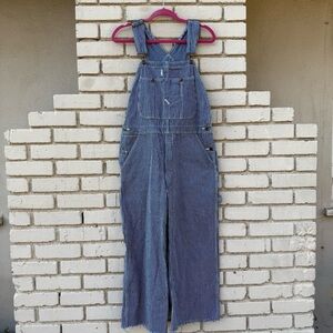 Dickies Hickory Stripe Cutoff Overalls - Size Medium